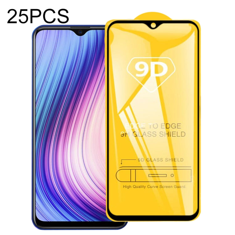 For Vivo Y5s 25 PCS 9D Full Glue Full Screen Tempered Glass Film