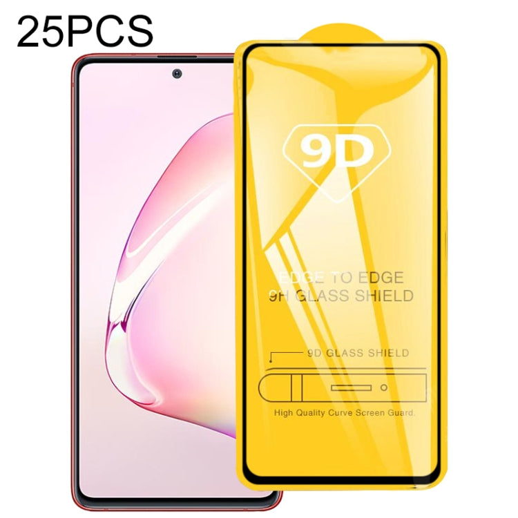 For Galaxy Note 10 Lite 25 PCS 9D Full Glue Full Screen Tempered Glass Film