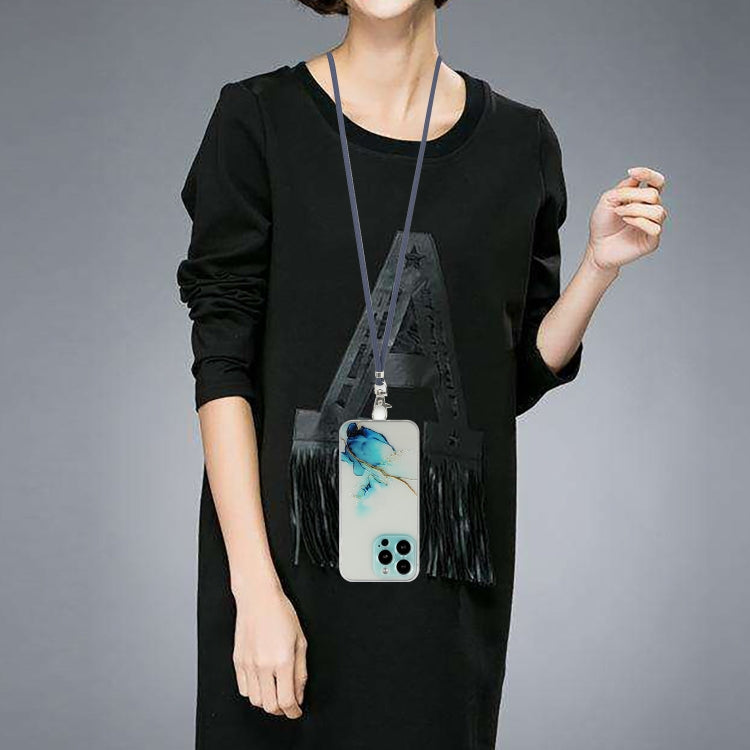 For iPhone 14 Pro Hollow Marble Pattern TPU Shockproof Protective Case with Neck Strap Rope