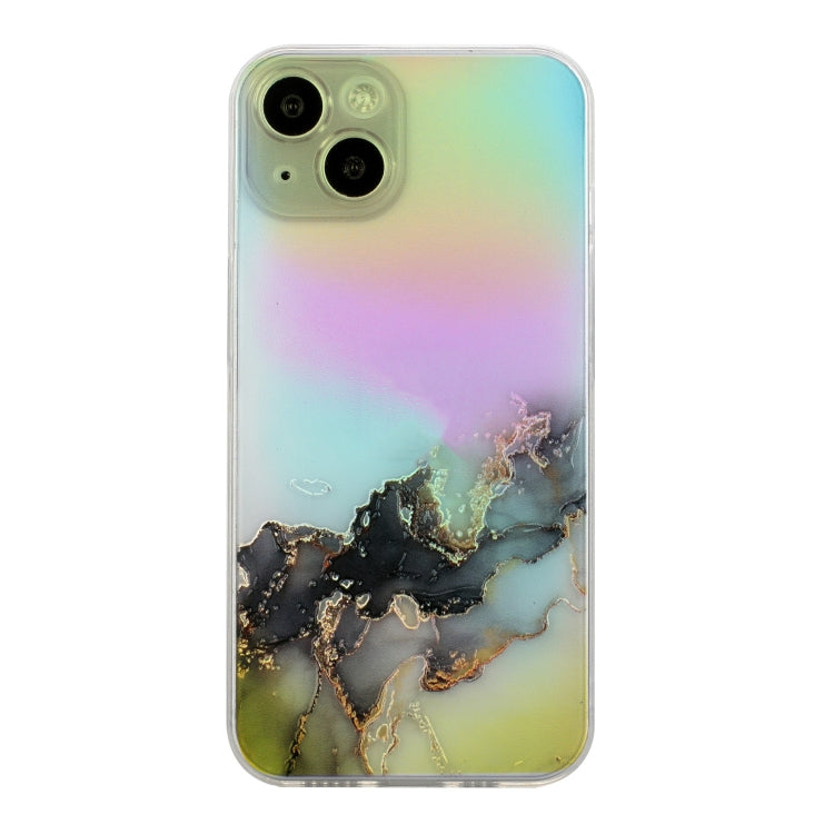 For iPhone 14 Laser Marble Pattern Clear TPU Shockproof Protective Case