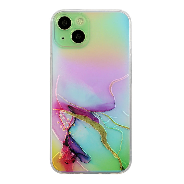 For iPhone 14 Laser Marble Pattern Clear TPU Shockproof Protective Case