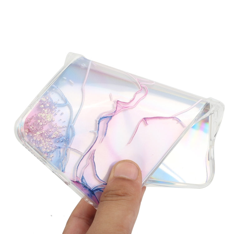For iPhone 14 Laser Marble Pattern Clear TPU Shockproof Protective Case