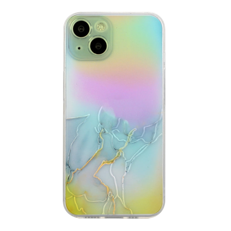For iPhone 14 Laser Marble Pattern Clear TPU Shockproof Protective Case