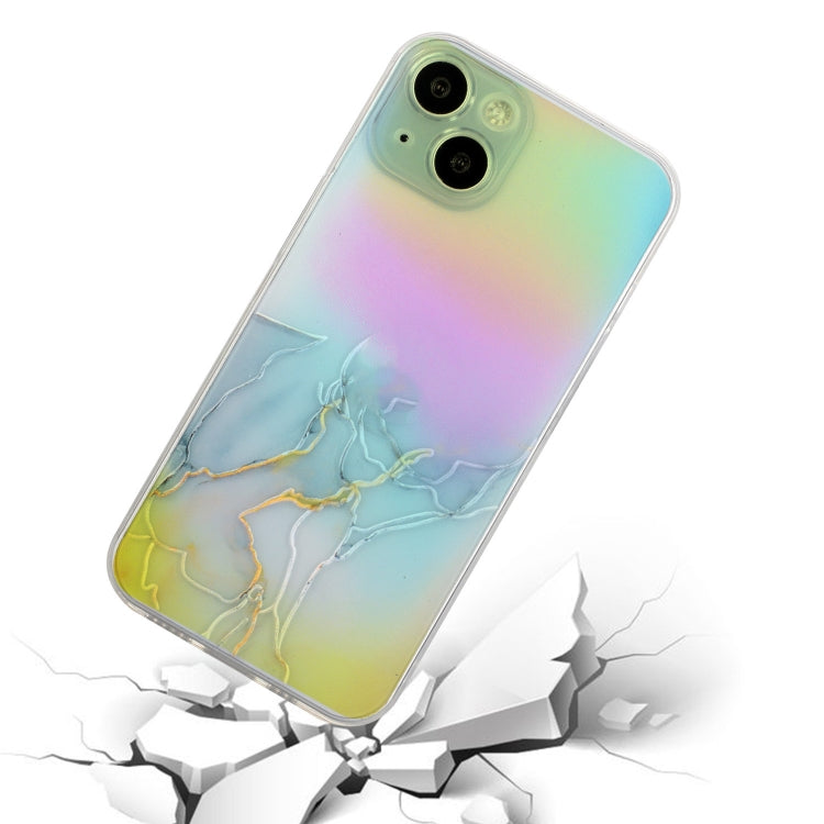 For iPhone 14 Laser Marble Pattern Clear TPU Shockproof Protective Case