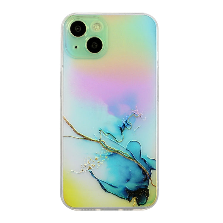 For iPhone 14 Laser Marble Pattern Clear TPU Shockproof Protective Case