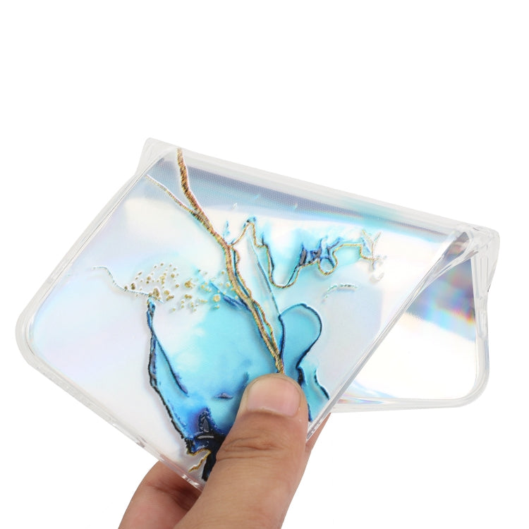 For iPhone 14 Laser Marble Pattern Clear TPU Shockproof Protective Case