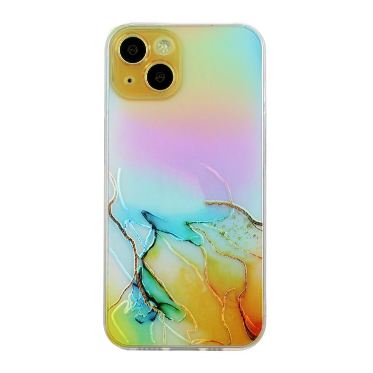 For iPhone 14 Plus Laser Marble Pattern Clear TPU Shockproof Protective Case