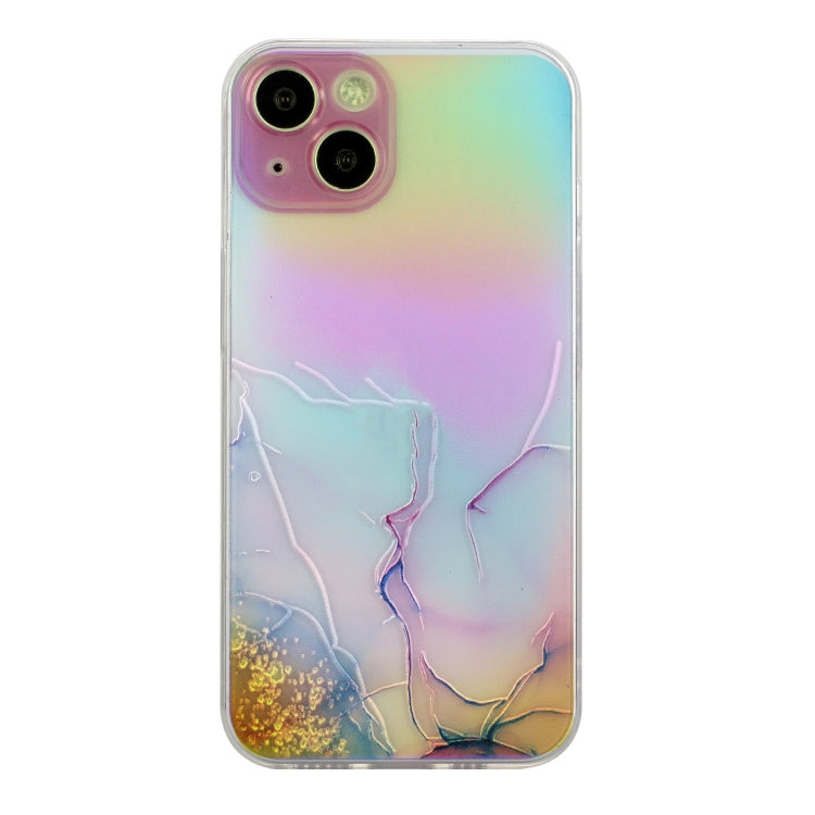 For iPhone 14 Plus Laser Marble Pattern Clear TPU Shockproof Protective Case