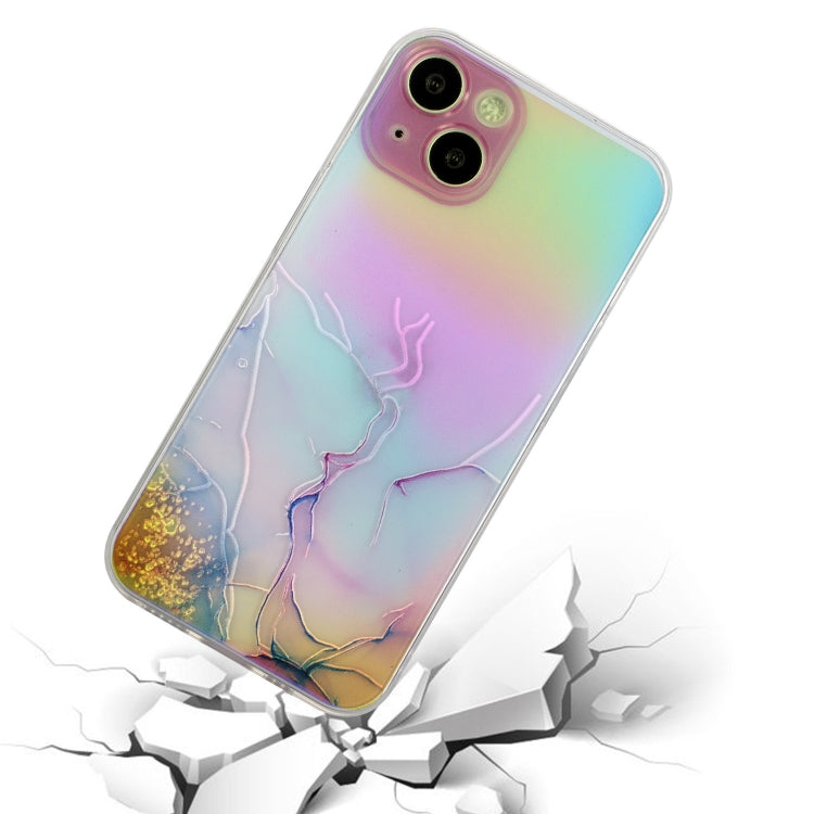 For iPhone 14 Plus Laser Marble Pattern Clear TPU Shockproof Protective Case