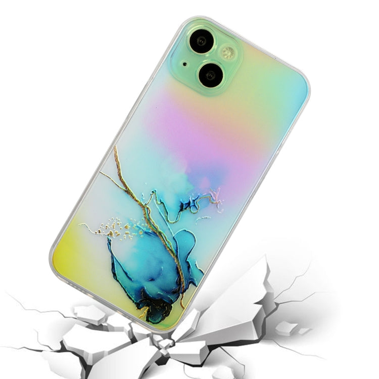 For iPhone 14 Plus Laser Marble Pattern Clear TPU Shockproof Protective Case