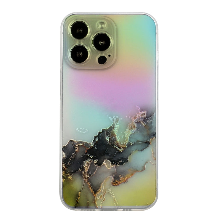 For iPhone 14 Pro Max Laser Marble Pattern Clear TPU Shockproof Protective Case