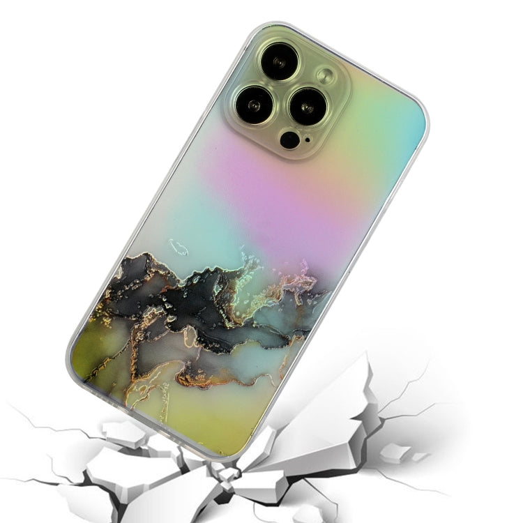For iPhone 14 Pro Max Laser Marble Pattern Clear TPU Shockproof Protective Case