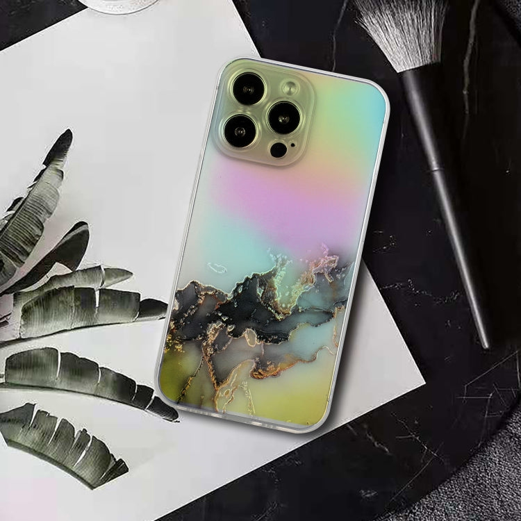 For iPhone 14 Pro Max Laser Marble Pattern Clear TPU Shockproof Protective Case