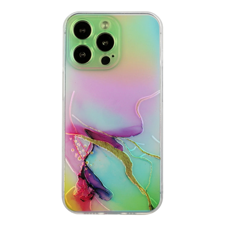 For iPhone 14 Pro Max Laser Marble Pattern Clear TPU Shockproof Protective Case