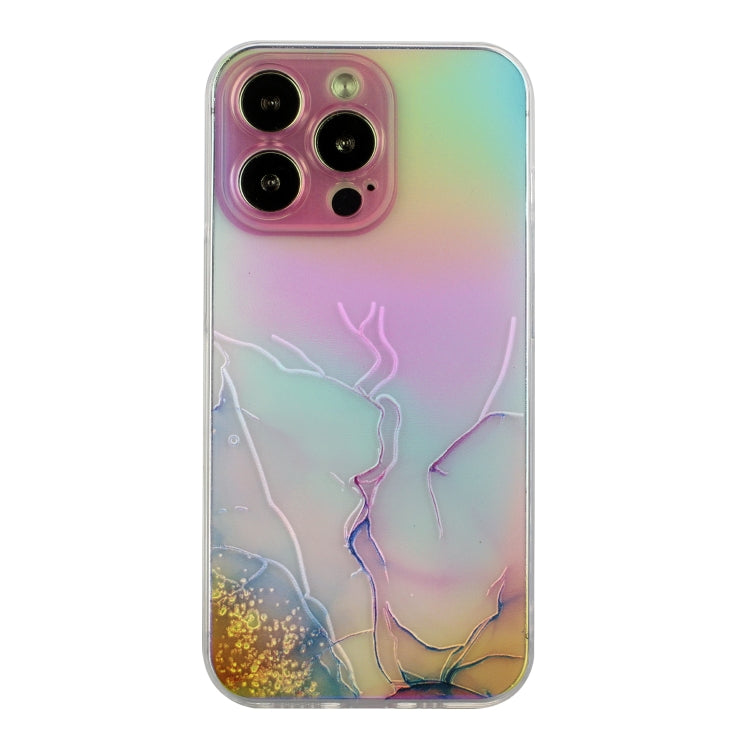 For iPhone 14 Pro Max Laser Marble Pattern Clear TPU Shockproof Protective Case