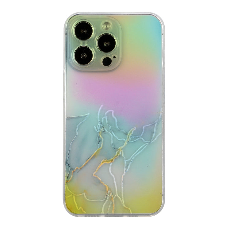 For iPhone 14 Pro Max Laser Marble Pattern Clear TPU Shockproof Protective Case
