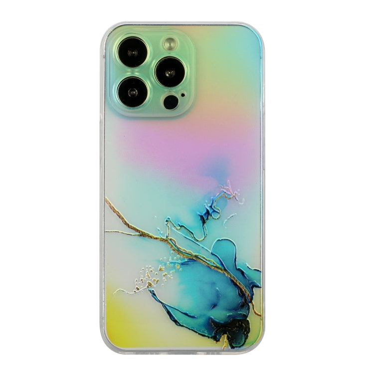 For iPhone 14 Pro Max Laser Marble Pattern Clear TPU Shockproof Protective Case
