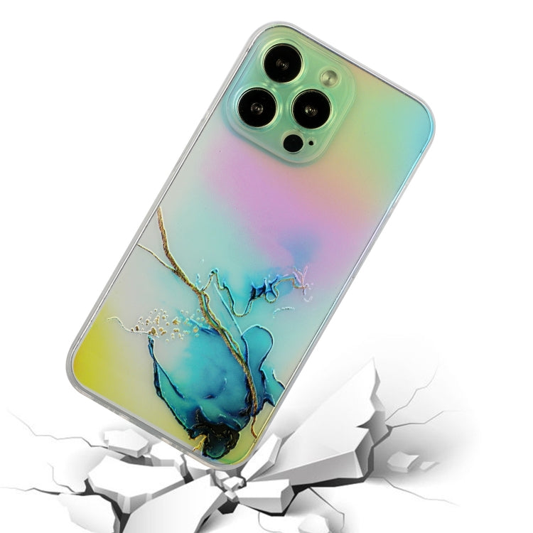 For iPhone 14 Pro Max Laser Marble Pattern Clear TPU Shockproof Protective Case