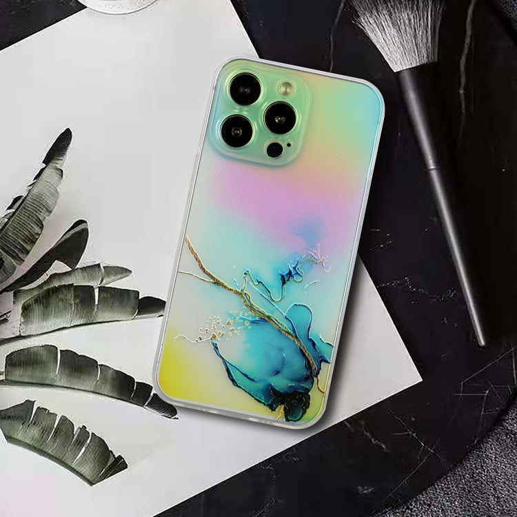 For iPhone 14 Pro Max Laser Marble Pattern Clear TPU Shockproof Protective Case