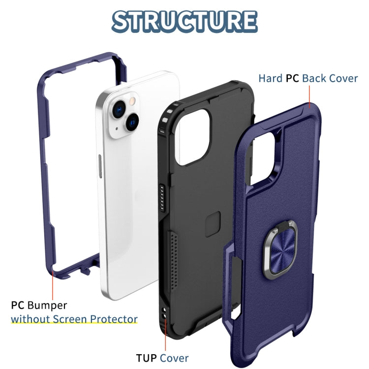 For iPhone 14 3 in 1 Ring Holder Phone Case