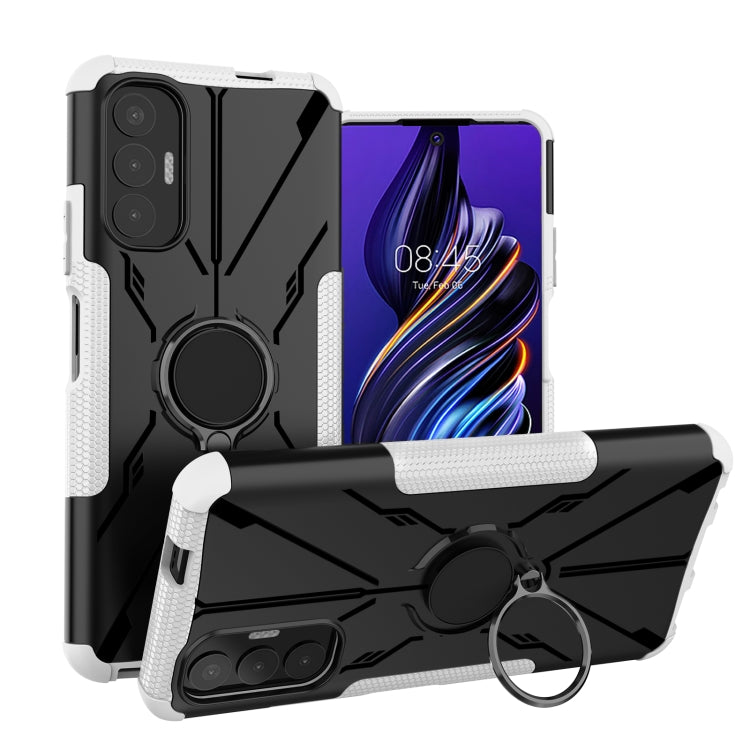 For Tecno Pova 3 Armor Bear Shockproof PC + TPU Phone Case with Ring Holder