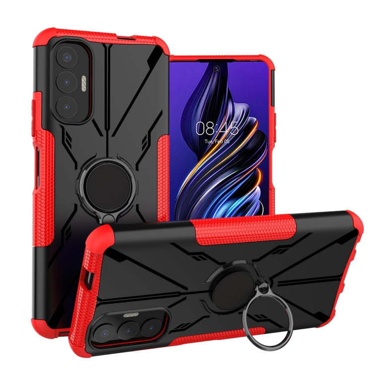For Tecno Pova 3 Armor Bear Shockproof PC + TPU Phone Case with Ring Holder