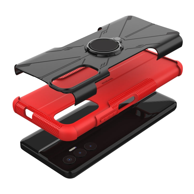 For Tecno Pova 3 Armor Bear Shockproof PC + TPU Phone Case with Ring Holder