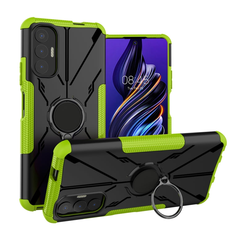 For Tecno Pova 3 Armor Bear Shockproof PC + TPU Phone Case with Ring Holder