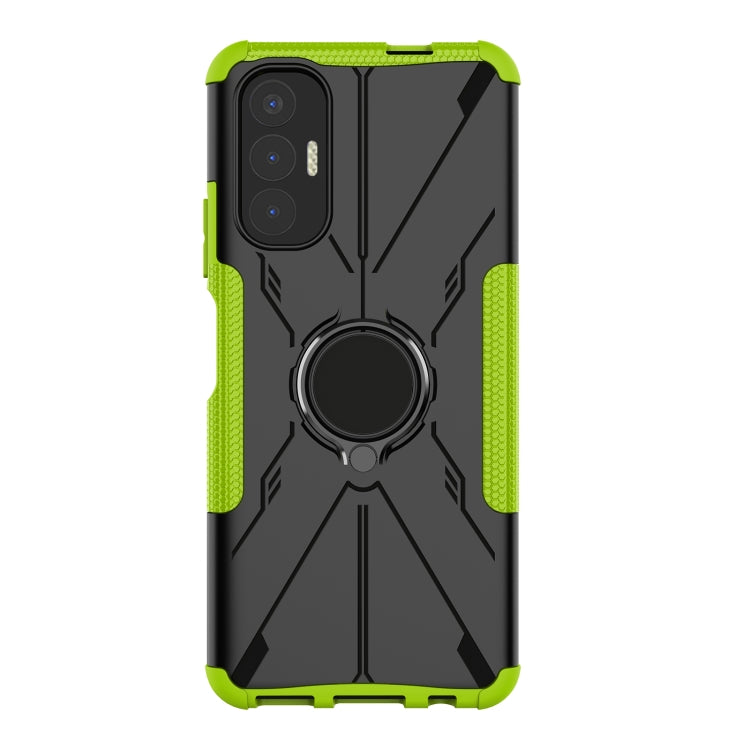 For Tecno Pova 3 Armor Bear Shockproof PC + TPU Phone Case with Ring Holder