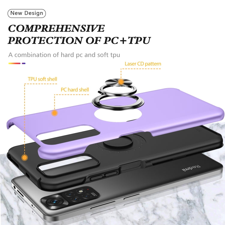 For Xiaomi Redmi Note 11 Global PC + TPU Shockproof Magnetic Phone Case with Invisible Ring Holder