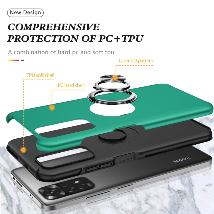 For Xiaomi Redmi Note 11 Global PC + TPU Shockproof Magnetic Phone Case with Invisible Ring Holder