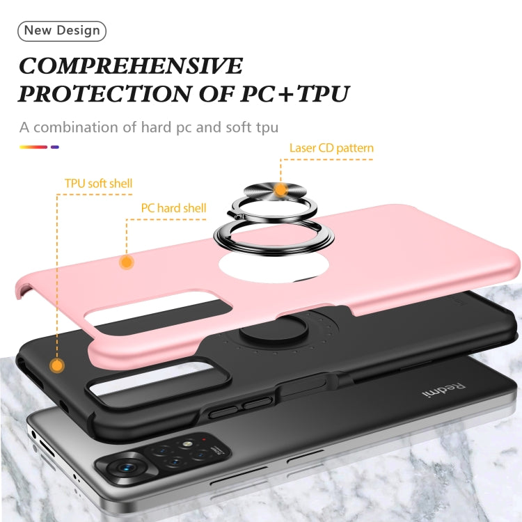 For Xiaomi Redmi Note 11 Global PC + TPU Shockproof Magnetic Phone Case with Invisible Ring Holder