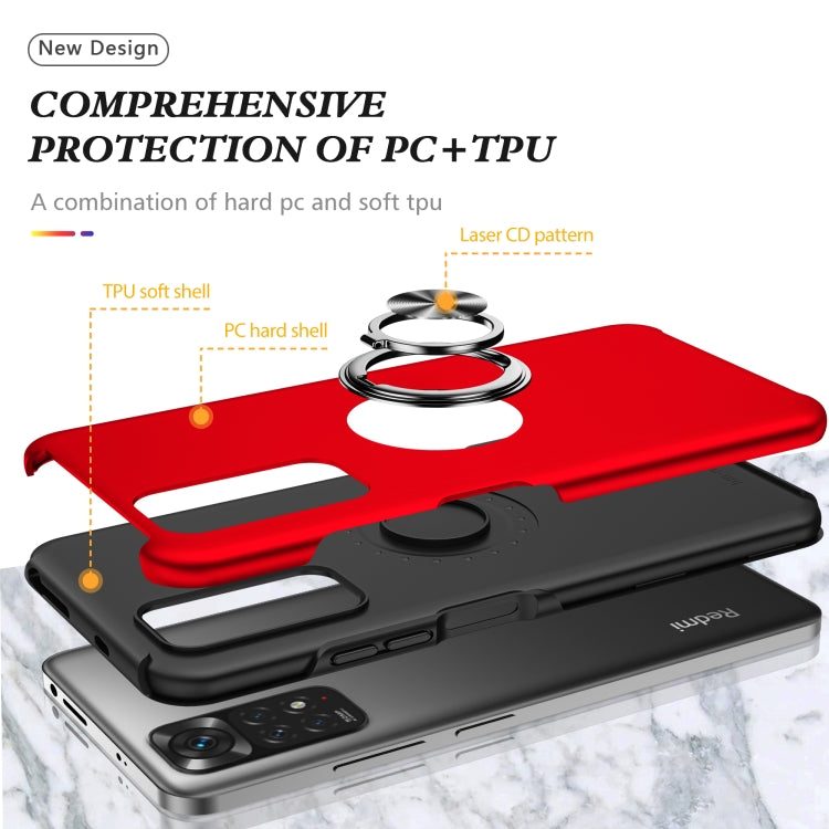 For Xiaomi Redmi Note 11 Global PC + TPU Shockproof Magnetic Phone Case with Invisible Ring Holder