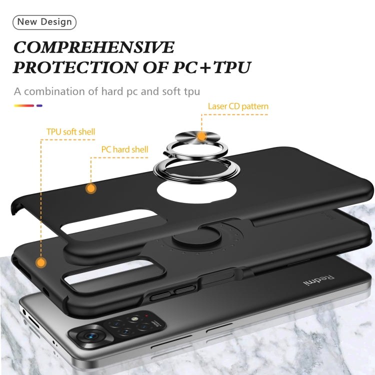 For Xiaomi Redmi Note 11 Global PC + TPU Shockproof Magnetic Phone Case with Invisible Ring Holder