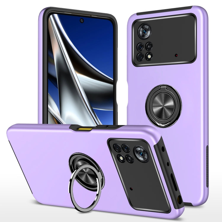 For Xiaomi Poco X4 Pro 5G PC + TPU Shockproof Magnetic Phone Case with Invisible Ring Holder