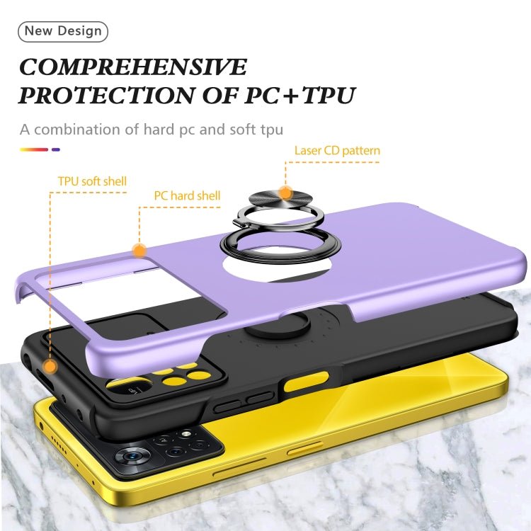 For Xiaomi Poco X4 Pro 5G PC + TPU Shockproof Magnetic Phone Case with Invisible Ring Holder