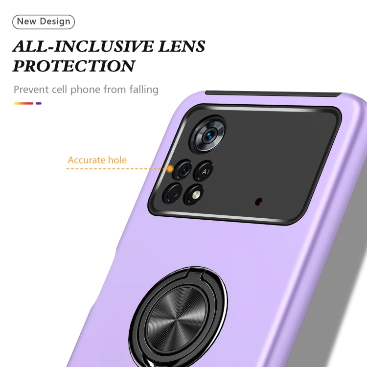 For Xiaomi Poco X4 Pro 5G PC + TPU Shockproof Magnetic Phone Case with Invisible Ring Holder