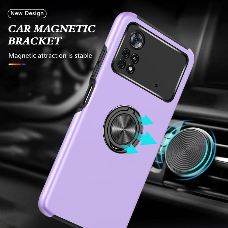 For Xiaomi Poco X4 Pro 5G PC + TPU Shockproof Magnetic Phone Case with Invisible Ring Holder