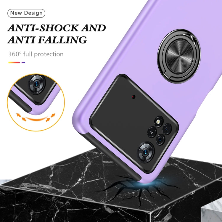 For Xiaomi Poco X4 Pro 5G PC + TPU Shockproof Magnetic Phone Case with Invisible Ring Holder