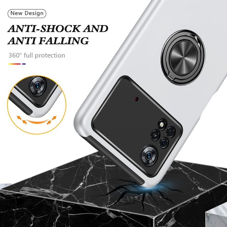 For Xiaomi Poco X4 Pro 5G PC + TPU Shockproof Magnetic Phone Case with Invisible Ring Holder