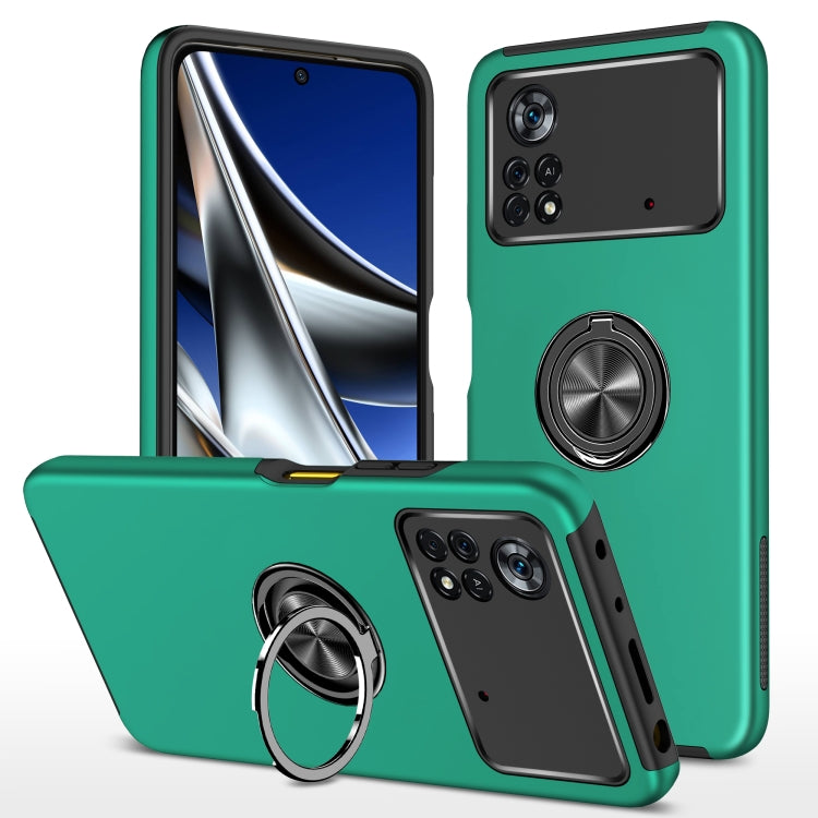 For Xiaomi Poco X4 Pro 5G PC + TPU Shockproof Magnetic Phone Case with Invisible Ring Holder
