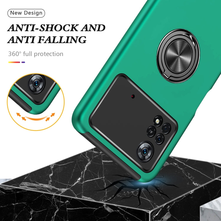 For Xiaomi Poco X4 Pro 5G PC + TPU Shockproof Magnetic Phone Case with Invisible Ring Holder