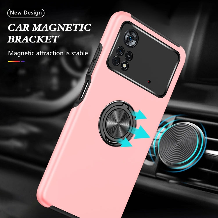 For Xiaomi Poco X4 Pro 5G PC + TPU Shockproof Magnetic Phone Case with Invisible Ring Holder