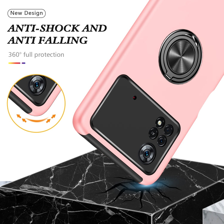 For Xiaomi Poco X4 Pro 5G PC + TPU Shockproof Magnetic Phone Case with Invisible Ring Holder