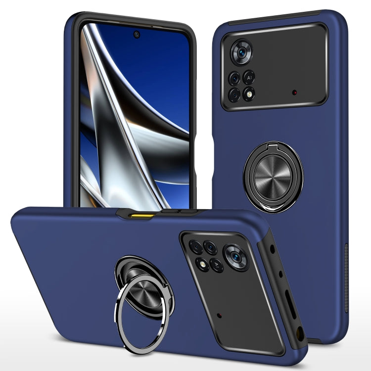 For Xiaomi Poco X4 Pro 5G PC + TPU Shockproof Magnetic Phone Case with Invisible Ring Holder