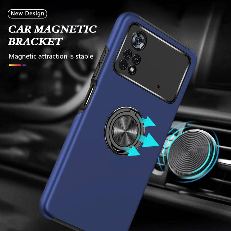 For Xiaomi Poco X4 Pro 5G PC + TPU Shockproof Magnetic Phone Case with Invisible Ring Holder