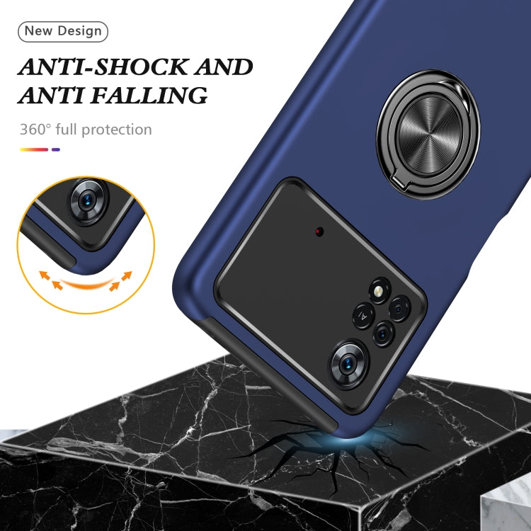 For Xiaomi Poco X4 Pro 5G PC + TPU Shockproof Magnetic Phone Case with Invisible Ring Holder