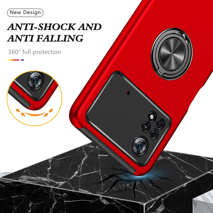 For Xiaomi Poco X4 Pro 5G PC + TPU Shockproof Magnetic Phone Case with Invisible Ring Holder