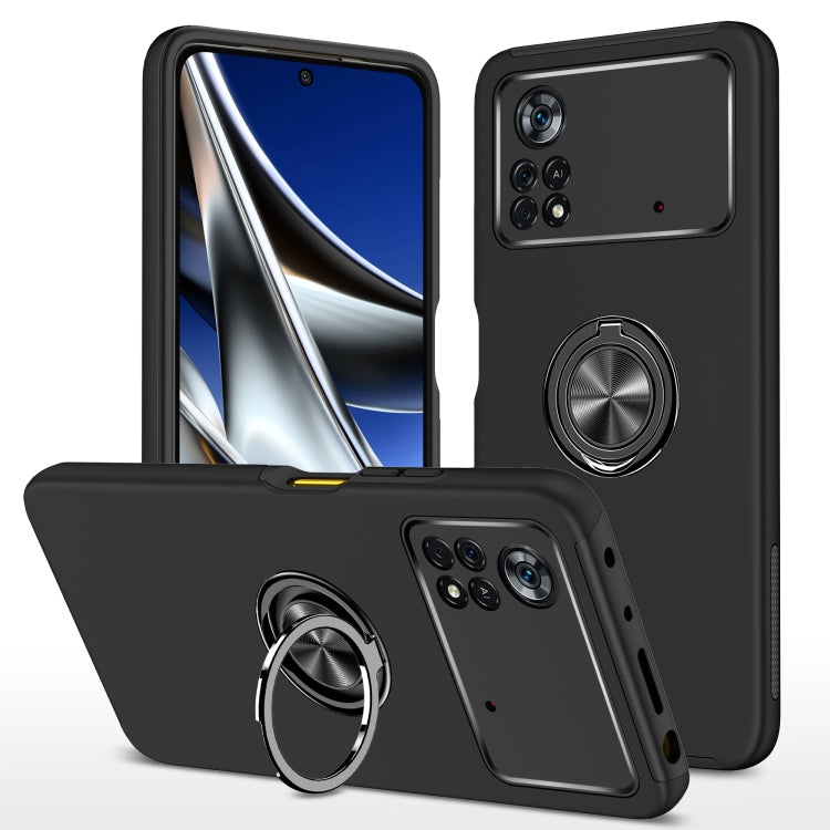 For Xiaomi Poco X4 Pro 5G PC + TPU Shockproof Magnetic Phone Case with Invisible Ring Holder