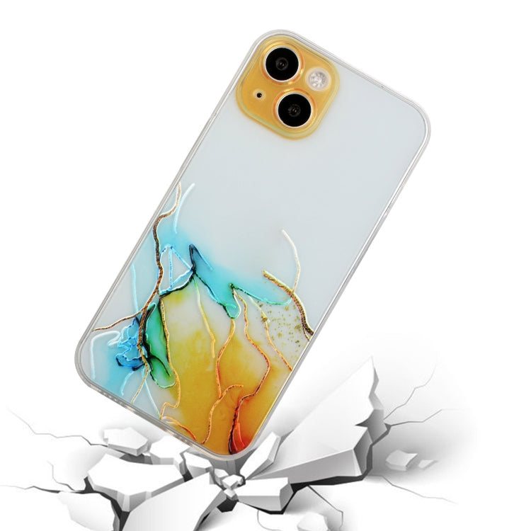 For iPhone 14 Plus Hollow Marble Pattern TPU Straight Edge Fine Hole Protective Case